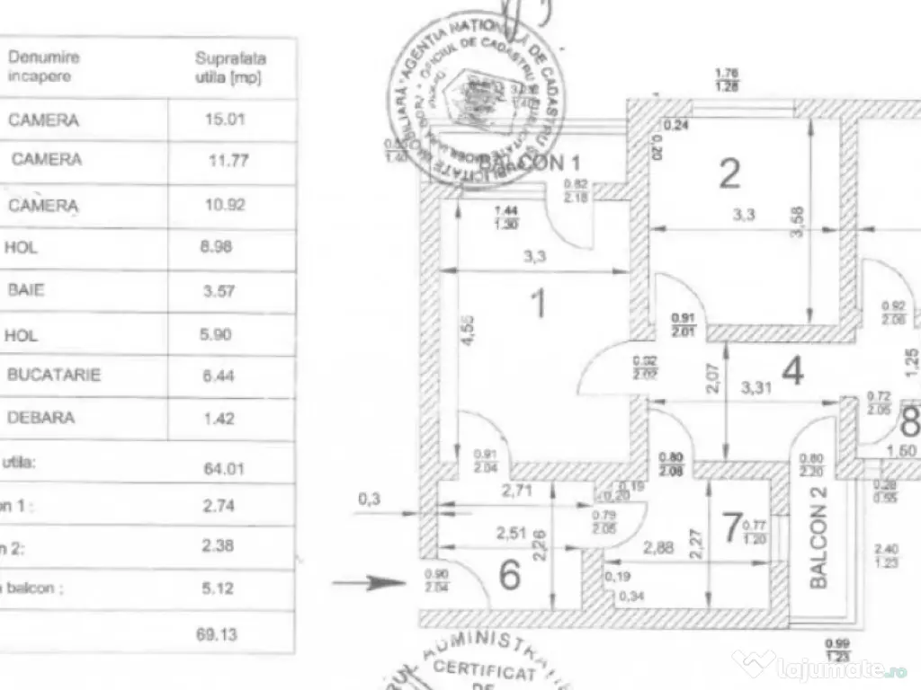 Apartament 3 camere, str. Nicolae Balcescu, zona centrala 