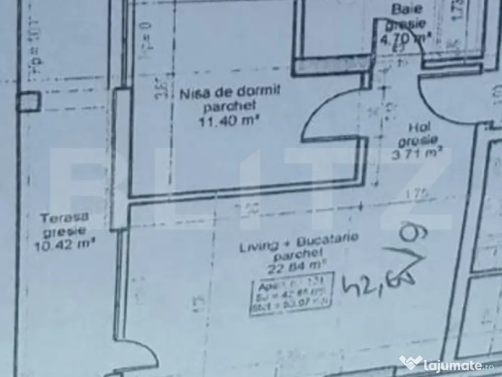 Apartament cu priveliste, 2 camere, 42 mp, terasa 10 mp, zon