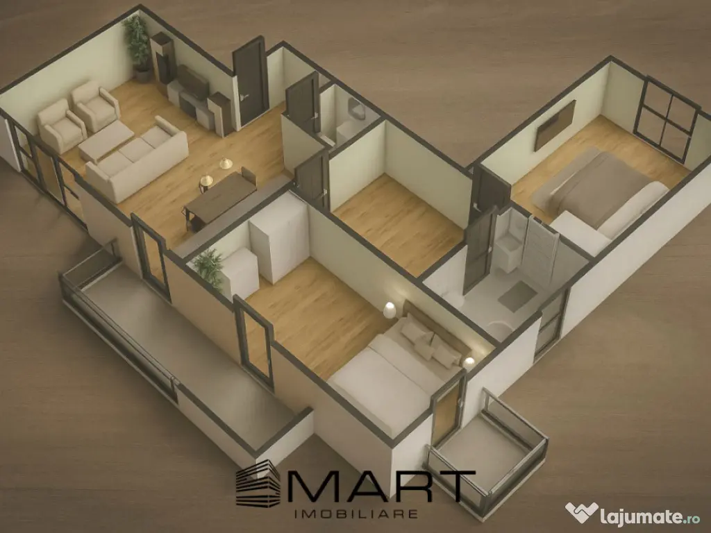 Apartament nou cu 3 camere decomandate zona Calea Surii Mici