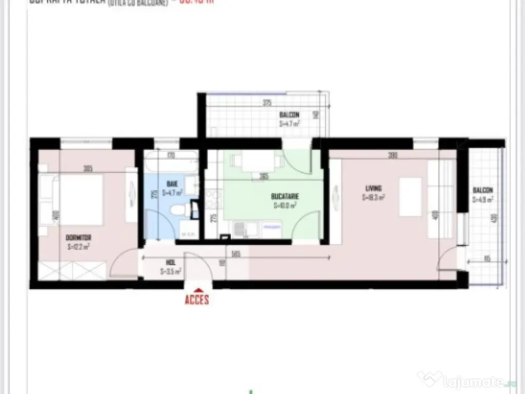 Apartament cu 2 camere, decomandat, 2 balcoane, finisaje la alegere