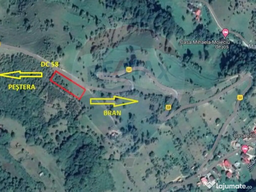 Teren extravilan, 2000 mp, Sat Peștera (com Moieciu)