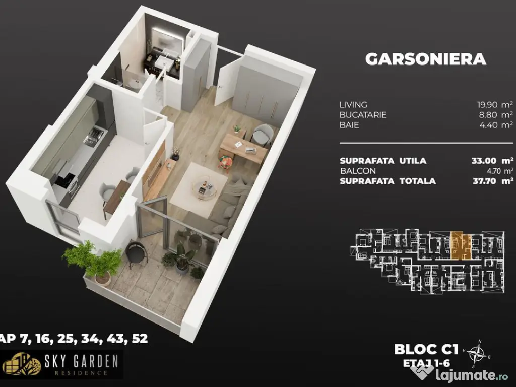 Garsoniera dec 3min metrou Berceni