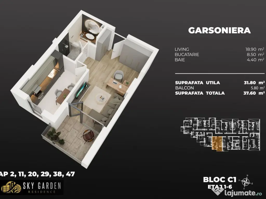 Garsoniera dec 3min metrou Berceni