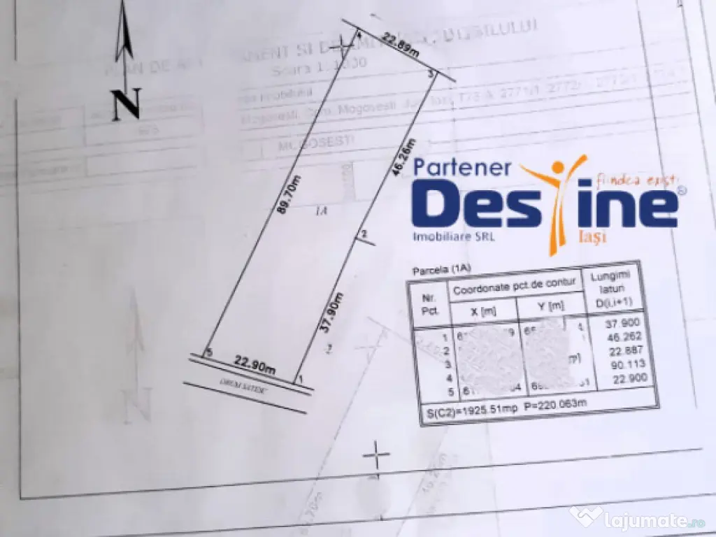 Teren intravilan 1925 mp cu certificat de urbanism si utilit 