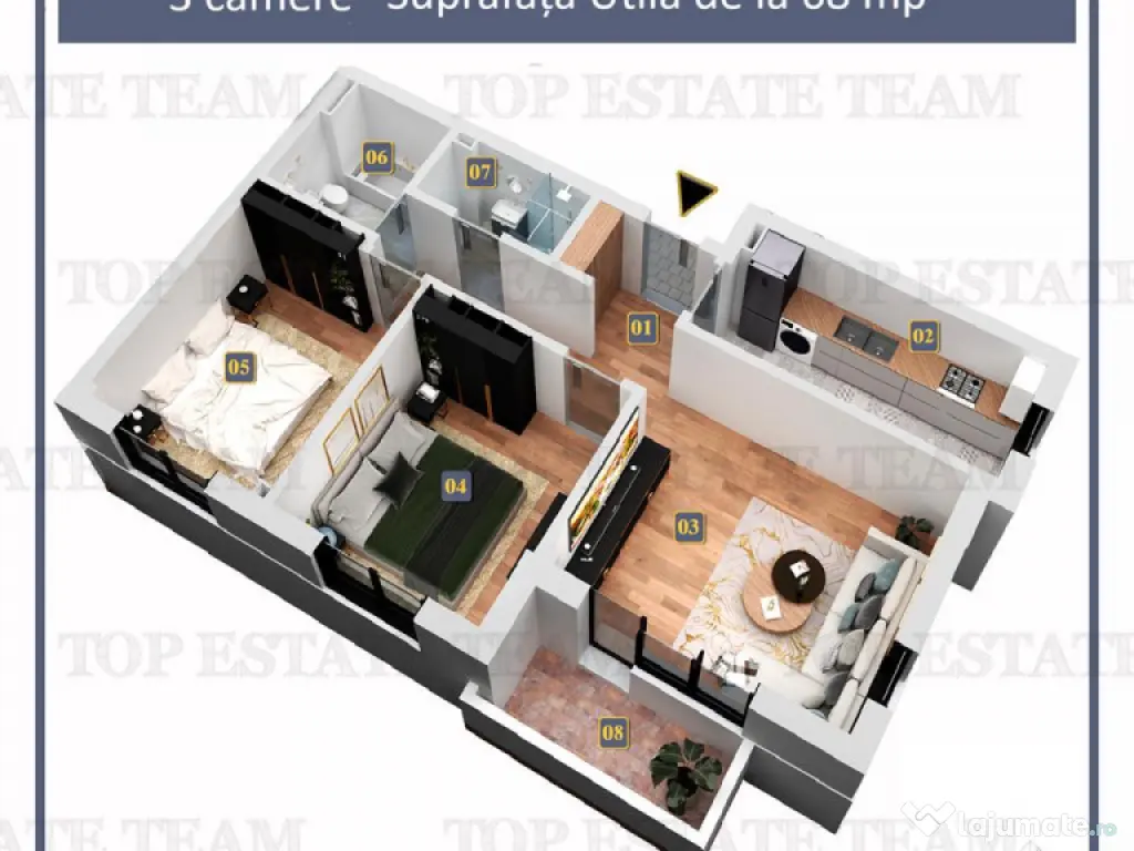 Apartament 3 camere cu finisaje premium si toate utilitatile