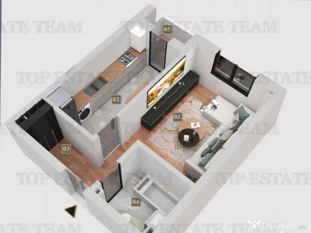 Garsoniera cu finisaje premium si toate utilitatile, in Cart 