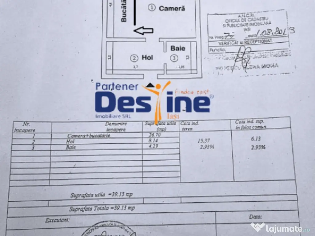 Comision 0% Chirie Apartament 1 camera 39 mp mobilat utilat