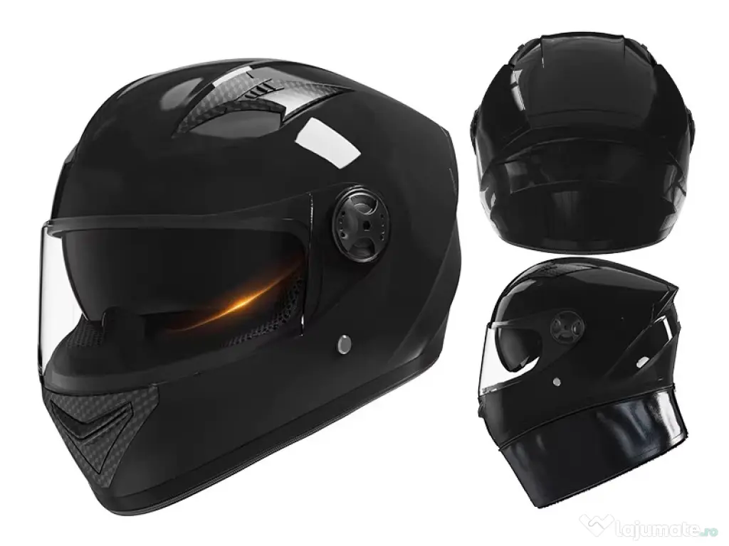 Casca Moto/Scuter, Protectie UV, Viziera Dubla, Esarfa de iarna detasabila,Negru