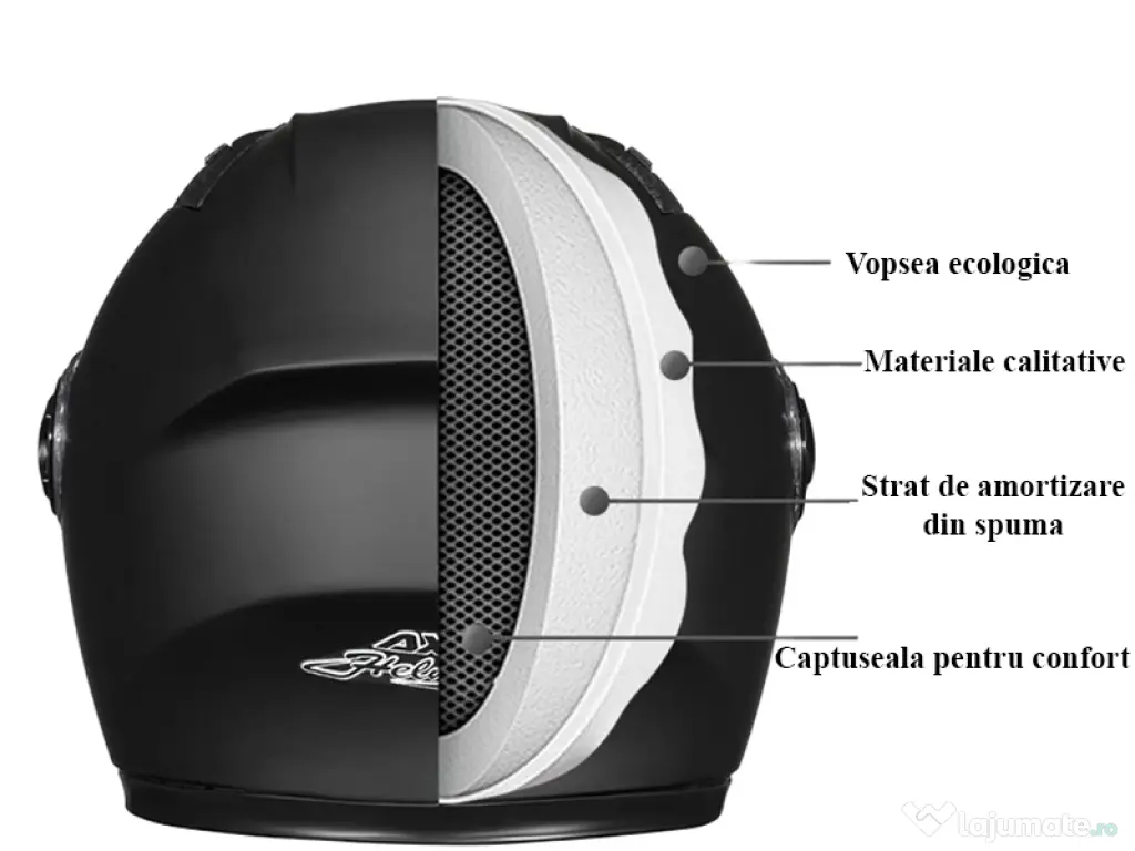 Casca Moto/Scuter, Protectie UV, Viziera Dubla, Esarfa de iarna detasabila,Negru