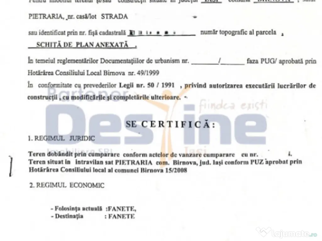 Teren intravilan 8000mp, Comuna Bârnova Iași 