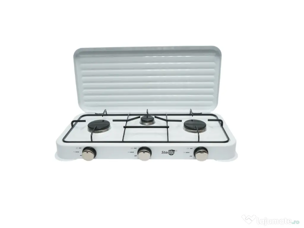 Plita Aragaz Mini 3 Ochiuri Arzator Gaz Camping Bucatarie Emailat Alb