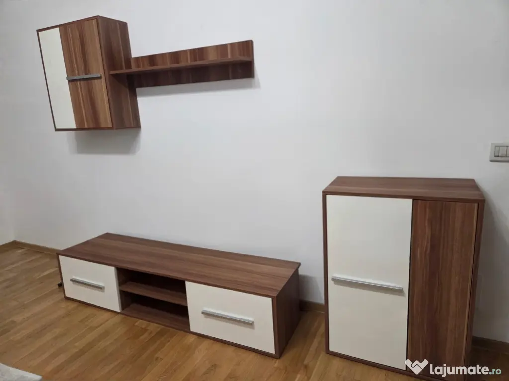 Mobilier living 4 piese - Alb/Stejar 