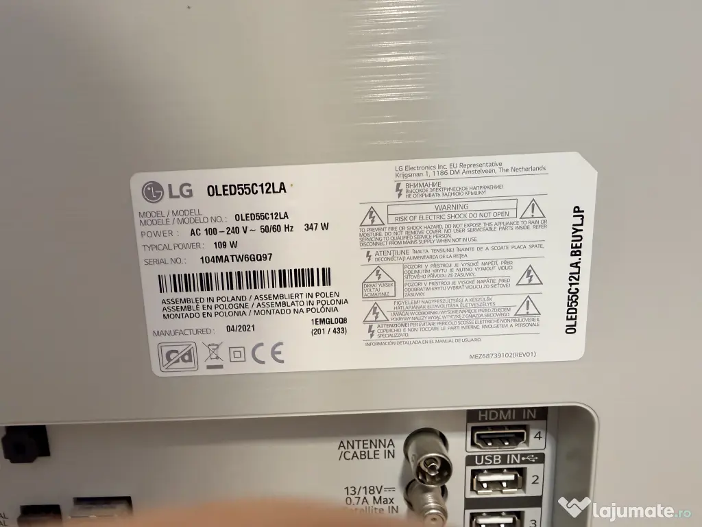 TV LG Oled C1, 55 inch, 139 cm, Smart, 4K, 120Hz, stare foarte buna