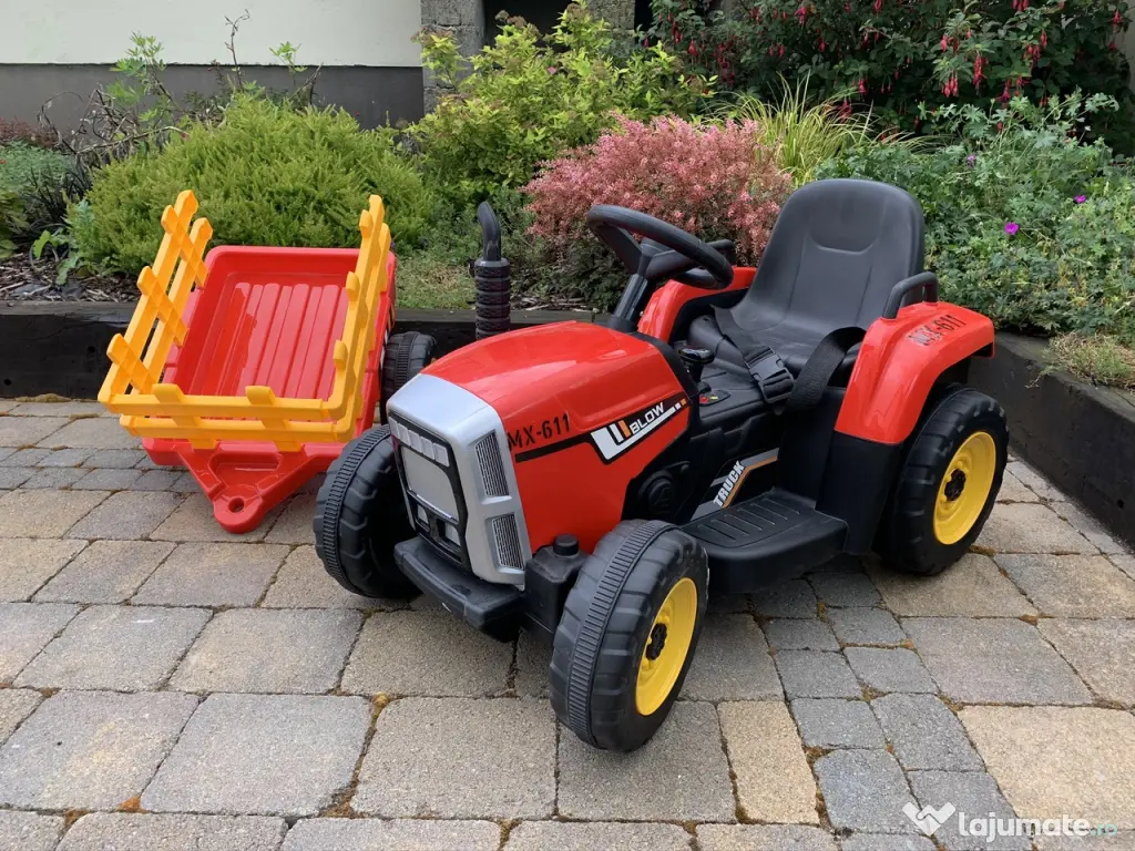 Tractoras electric Kinderauto BJ611 2x30W 12V cu remorca si RC RED 