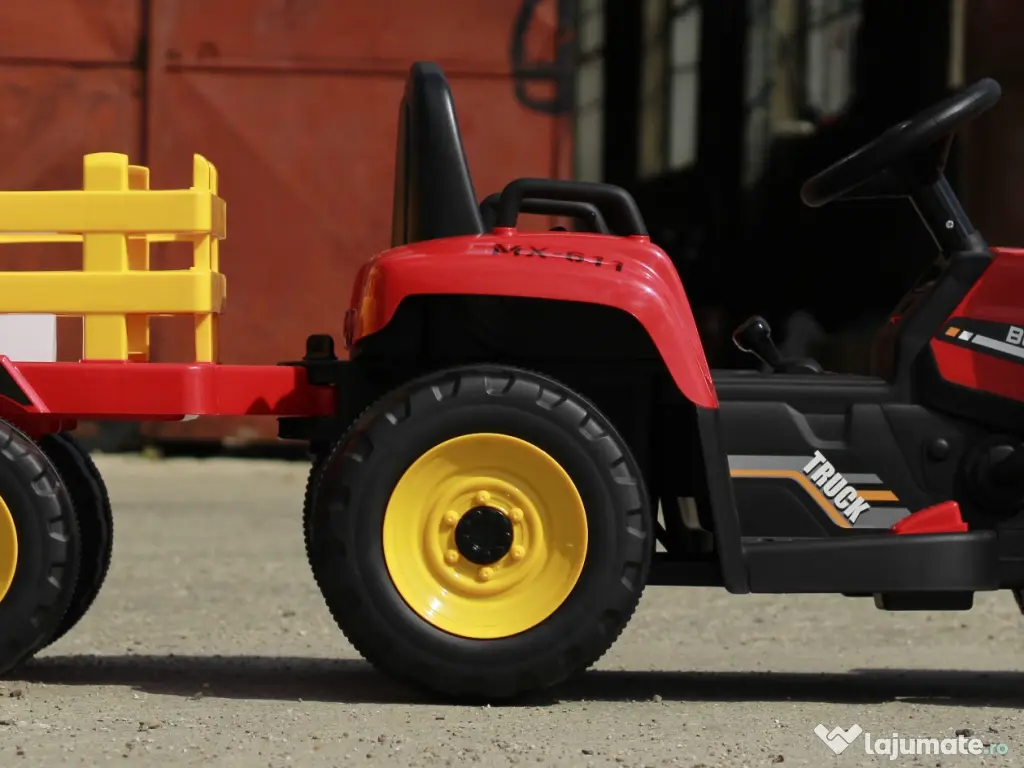Tractoras electric Kinderauto BJ611 2x30W 12V cu remorca si RC RED 