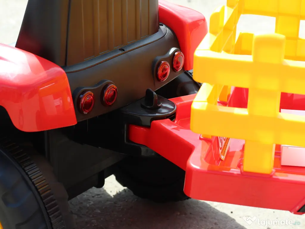 Tractoras electric Kinderauto BJ611 2x30W 12V cu remorca si RC RED 