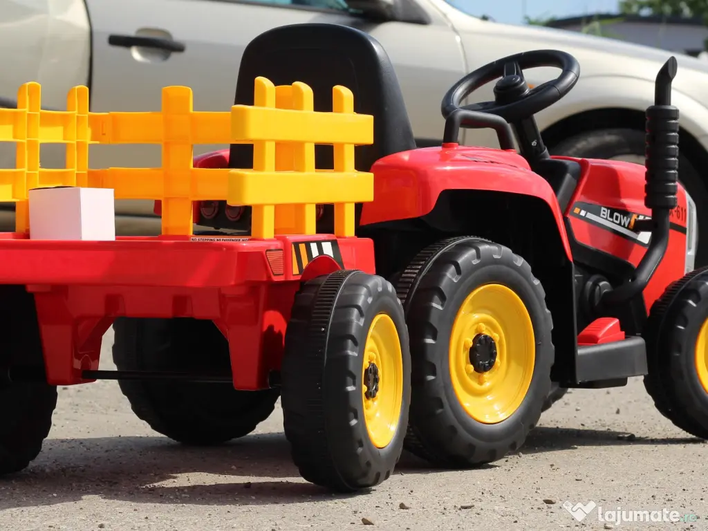 Tractoras electric Kinderauto BJ611 2x30W 12V cu remorca si RC RED 
