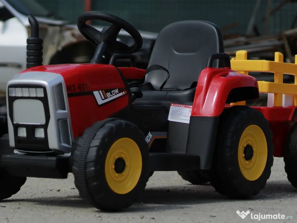 Tractoras electric Kinderauto BJ611 2x30W 12V cu remorca si RC RED 