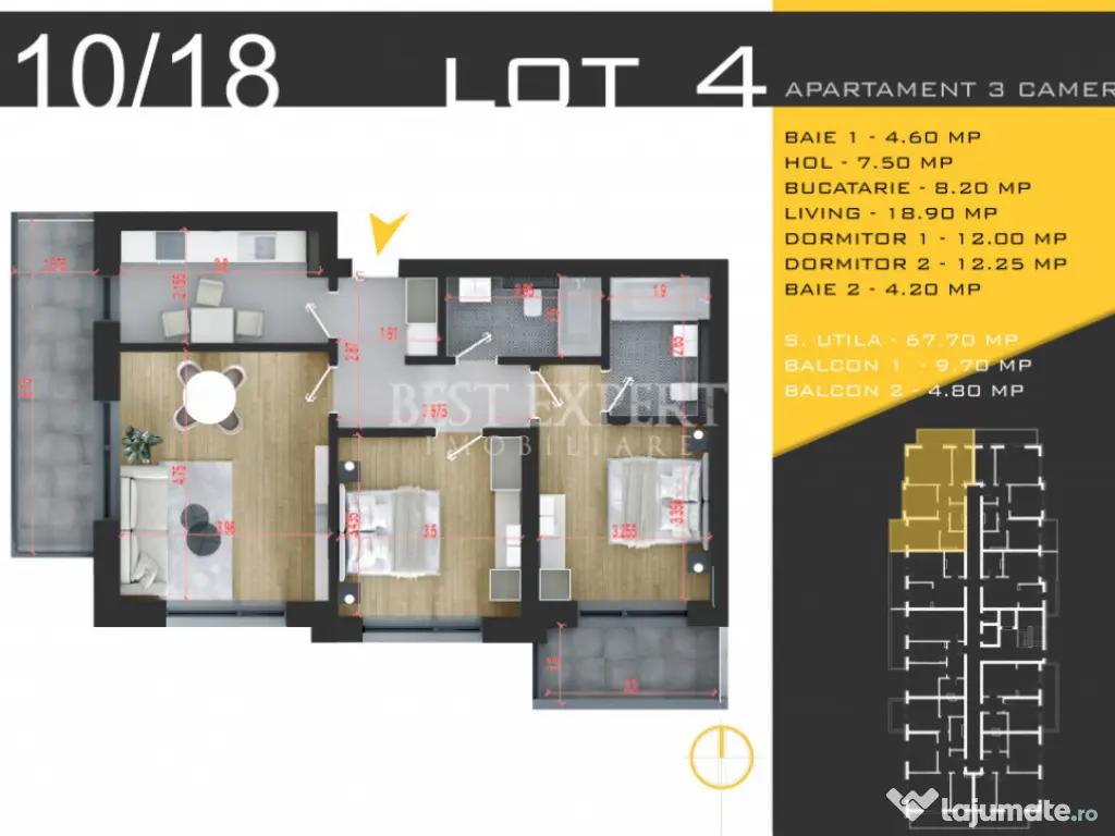3 Camere Bloc Nou Finisaje Premium 