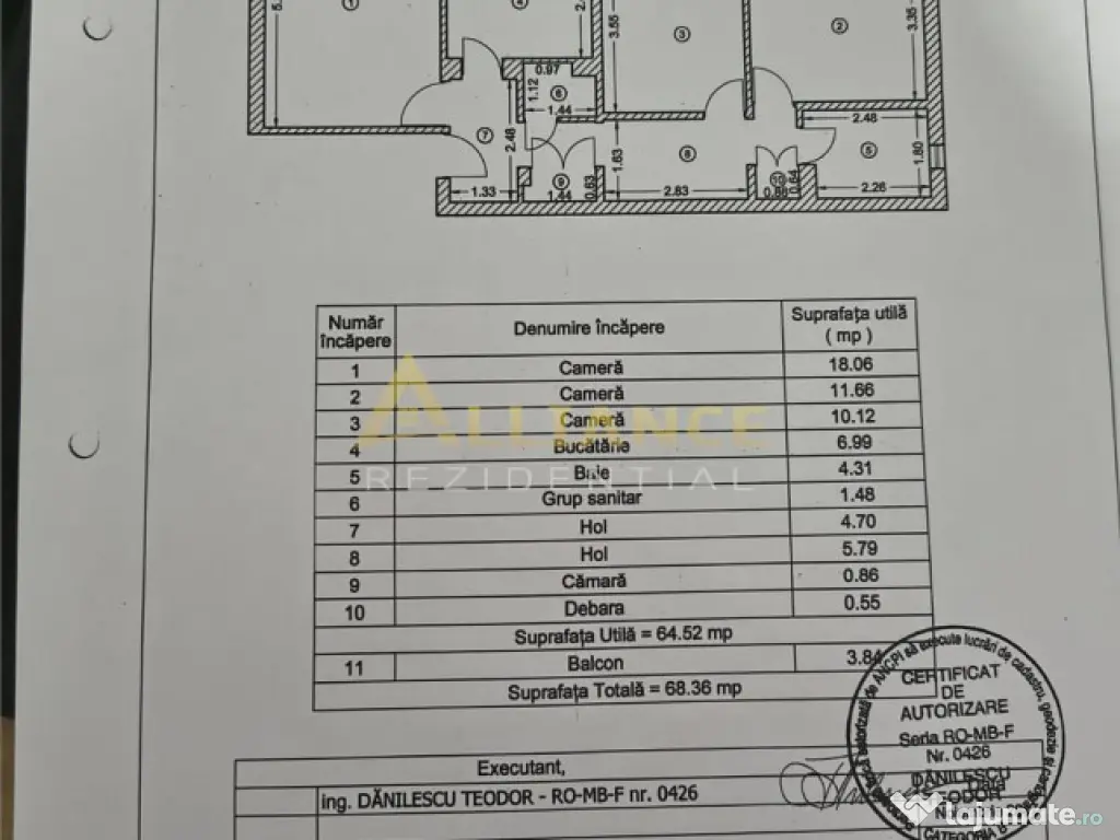 Apartament 3 camere 2 bai etaj 1 renovat cu balcon mare si p 