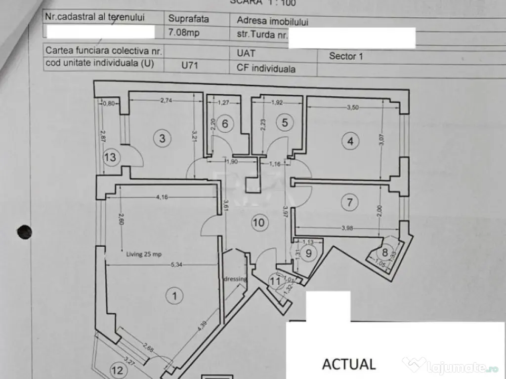4 camere, 7/10, boxa, bloc 1981, anvelopat-Turda 