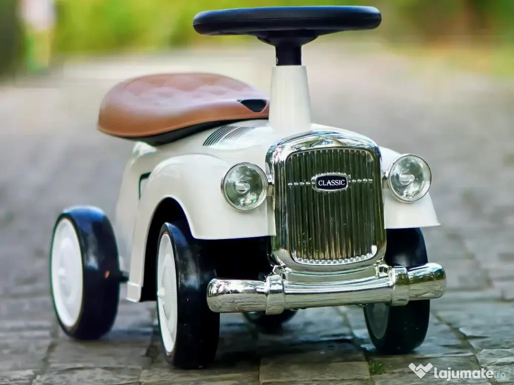 Premergator fara pedale, Kinderauto Retro Baby Car cu roti moi White