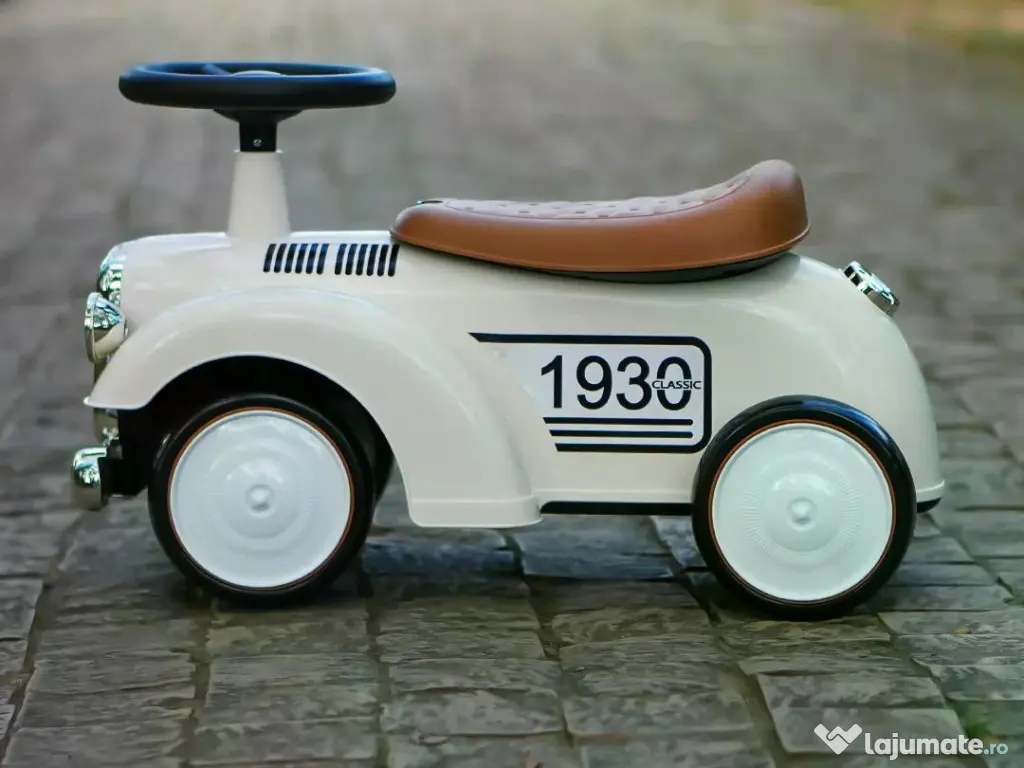 Premergator fara pedale, Kinderauto Retro Baby Car cu roti moi White