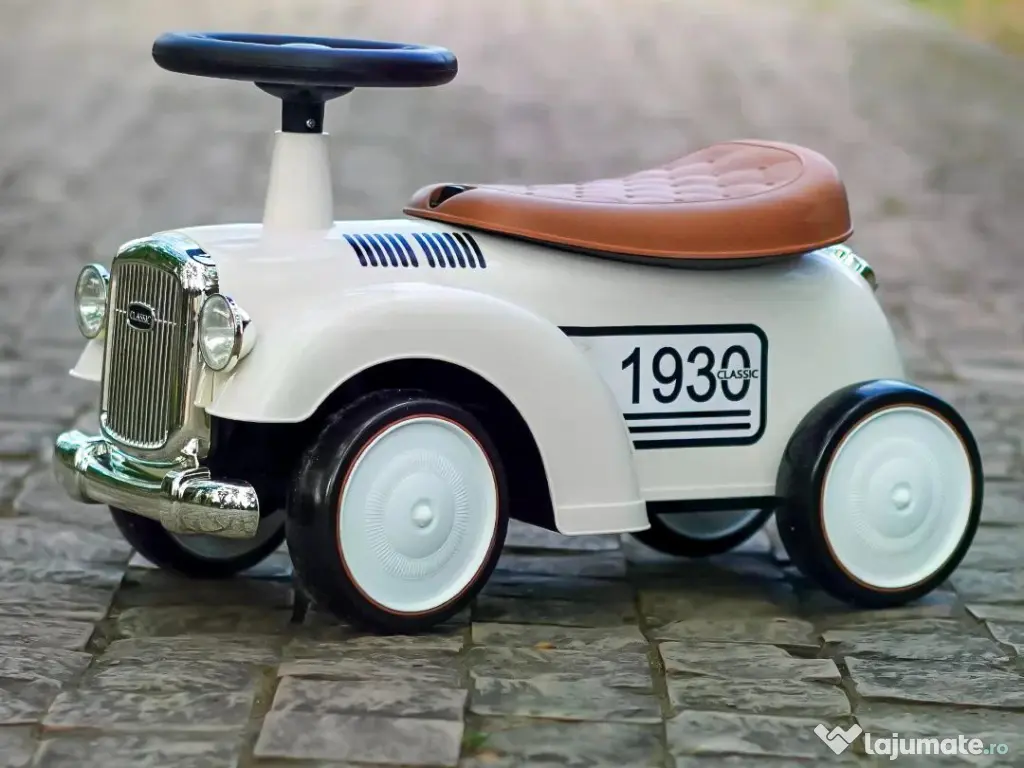 Premergator fara pedale, Kinderauto Retro Baby Car cu roti moi White