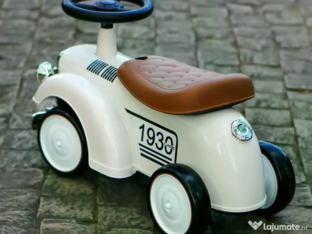 Premergator fara pedale, Kinderauto Retro Baby Car cu roti moi White