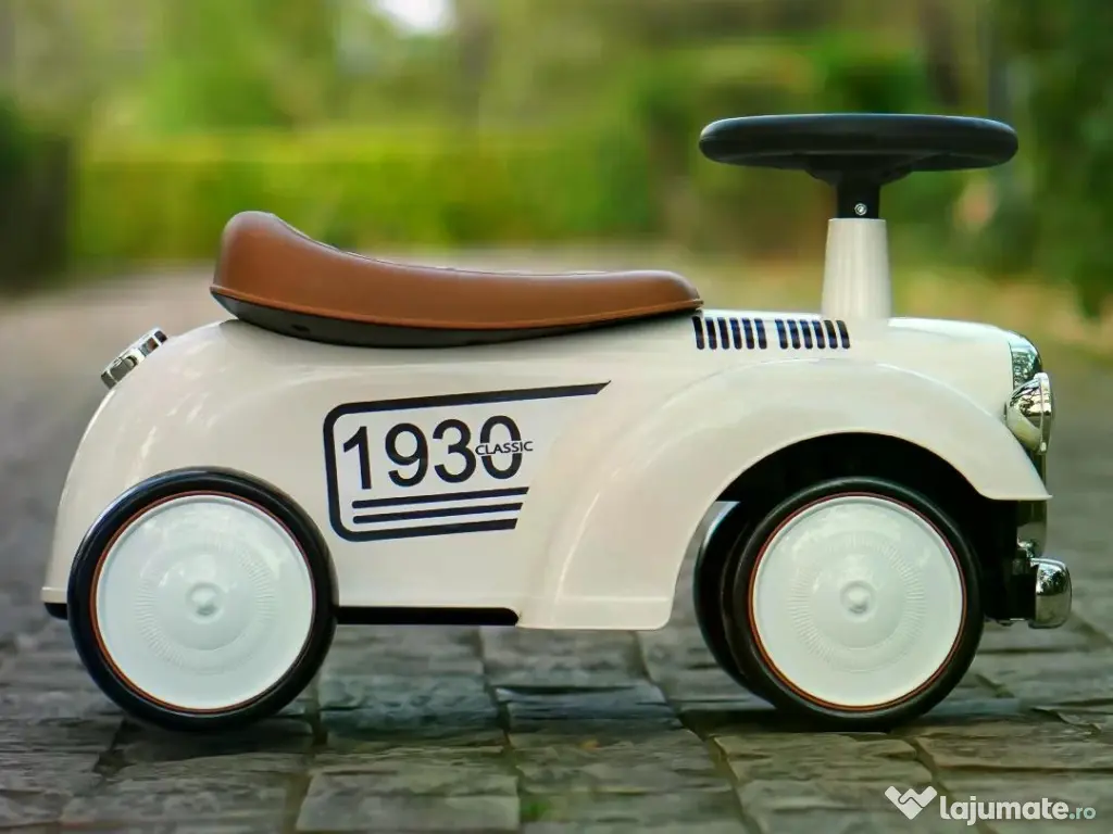Premergator fara pedale, Kinderauto Retro Baby Car cu roti moi White