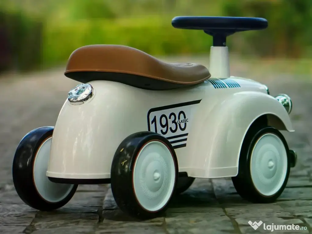 Premergator fara pedale, Kinderauto Retro Baby Car cu roti moi White