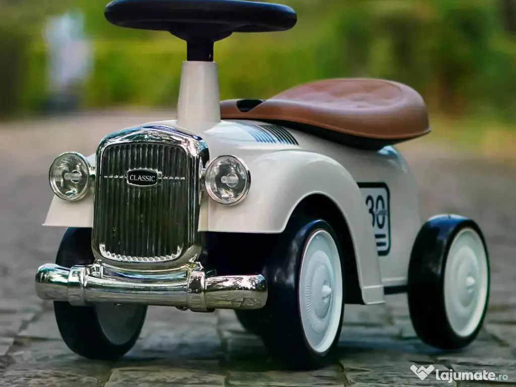 Premergator fara pedale, Kinderauto Retro Baby Car cu roti moi White