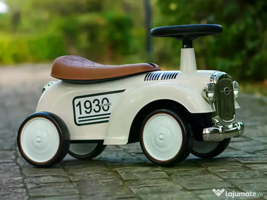 Premergator fara pedale, Kinderauto Retro Baby Car cu roti moi White