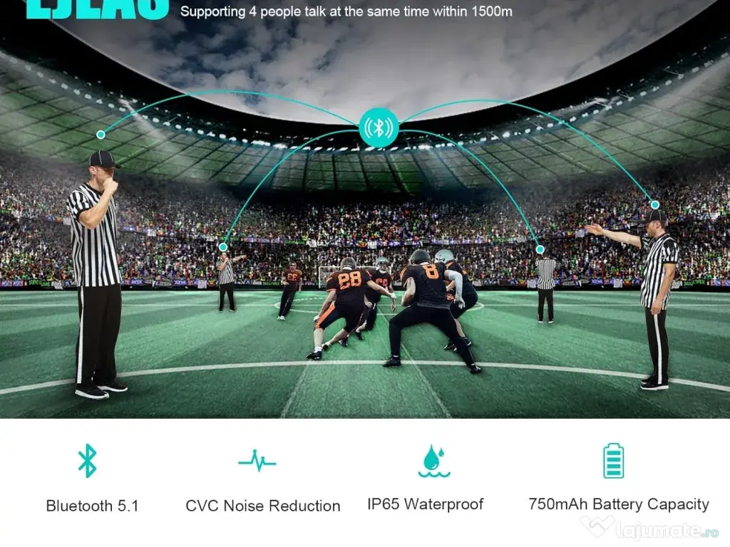 Vând sistem de comunicare Ejeas V4 Pro ideal pentru arbitraj/motociclism (Nou 