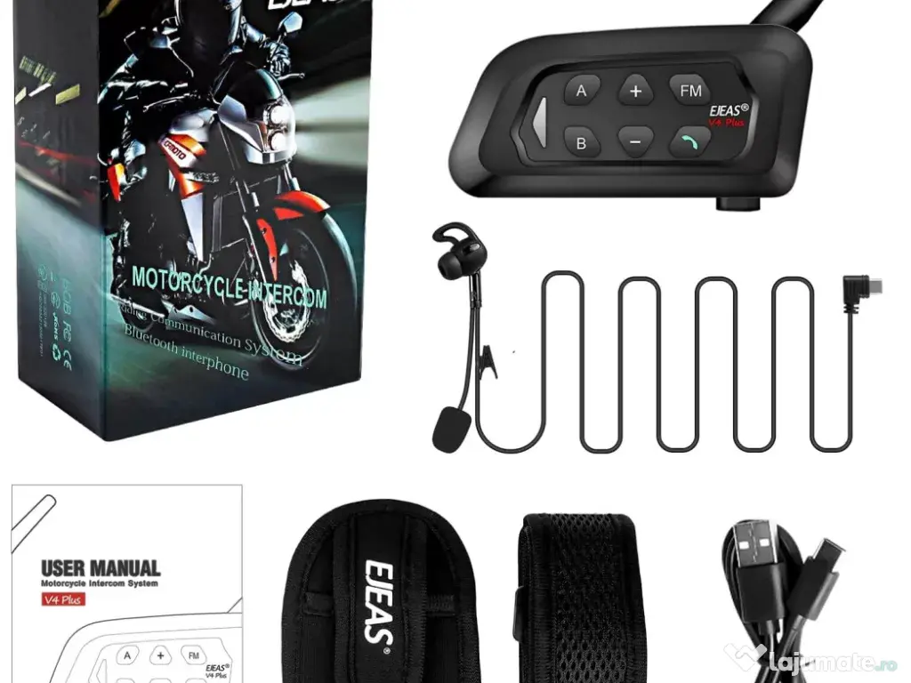 Vând sistem de comunicare Ejeas V4 Pro ideal pentru arbitraj/motociclism (Nou 