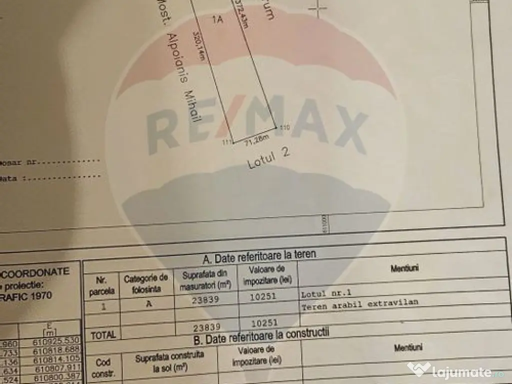 Teren 23,839mp Budesti / Nord-Vest + opțiune extindere 