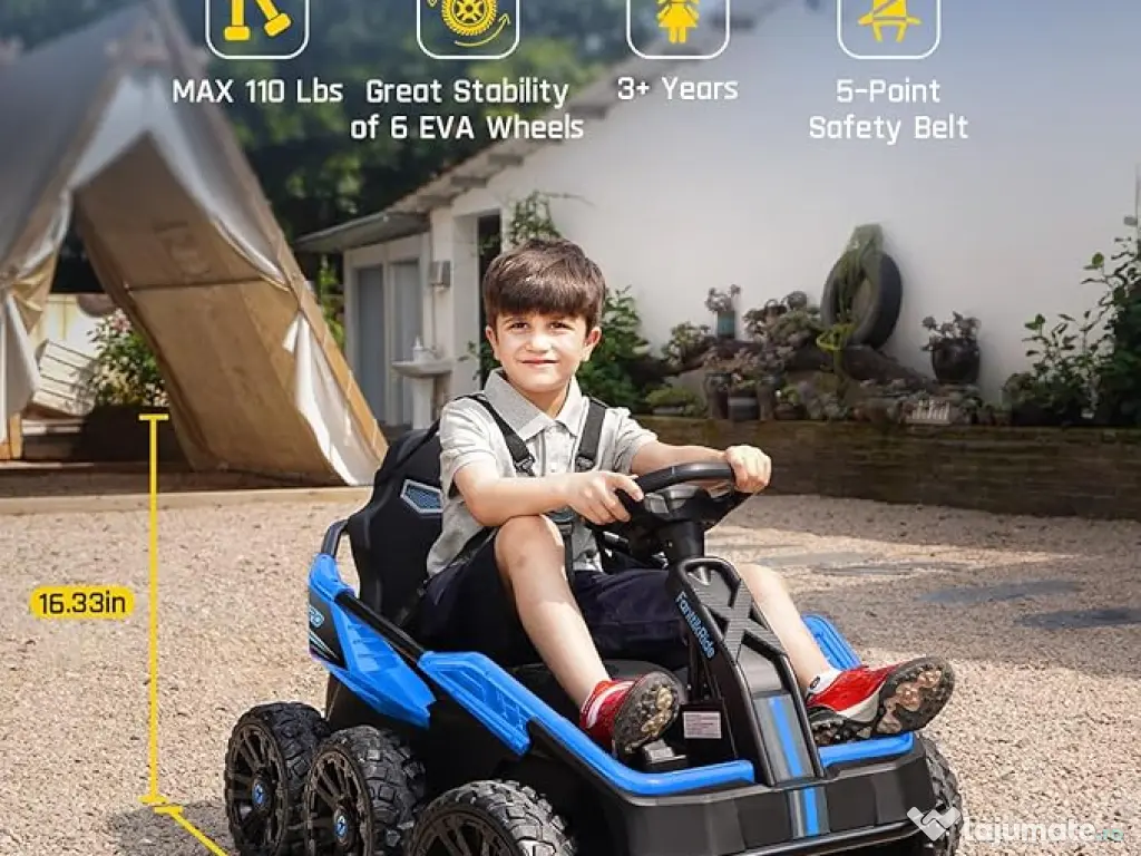 UTV electric pentru 2 copii Kinderauto BJSX2319 6x6 300W 24V Blue