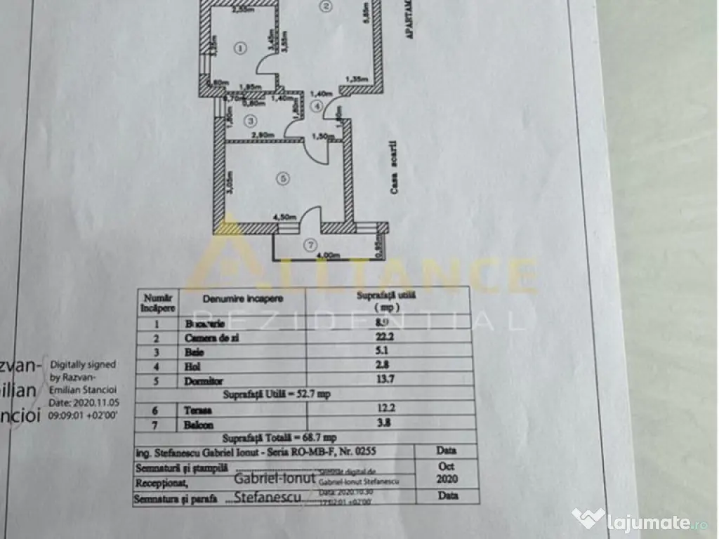 2 camere spatios 69 mp cu terasa parcare cadastrata | Etaj