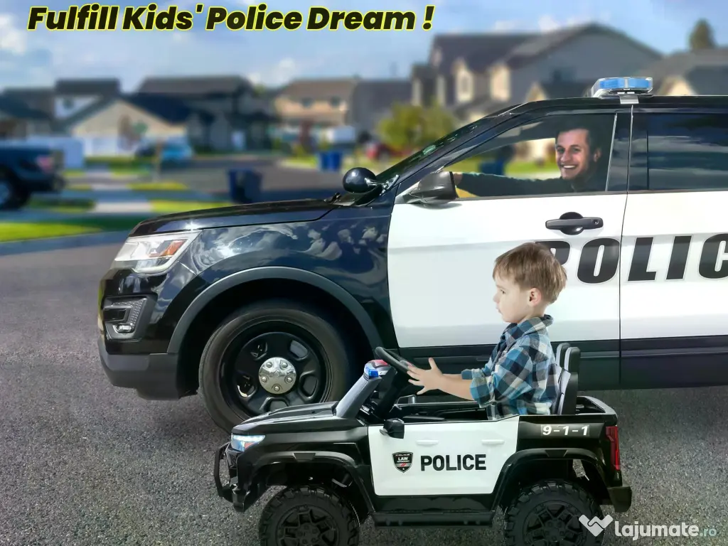 Masinuta electrica pt 2 copii Kinderauto Police Patrol 4x200w, 24V Black 