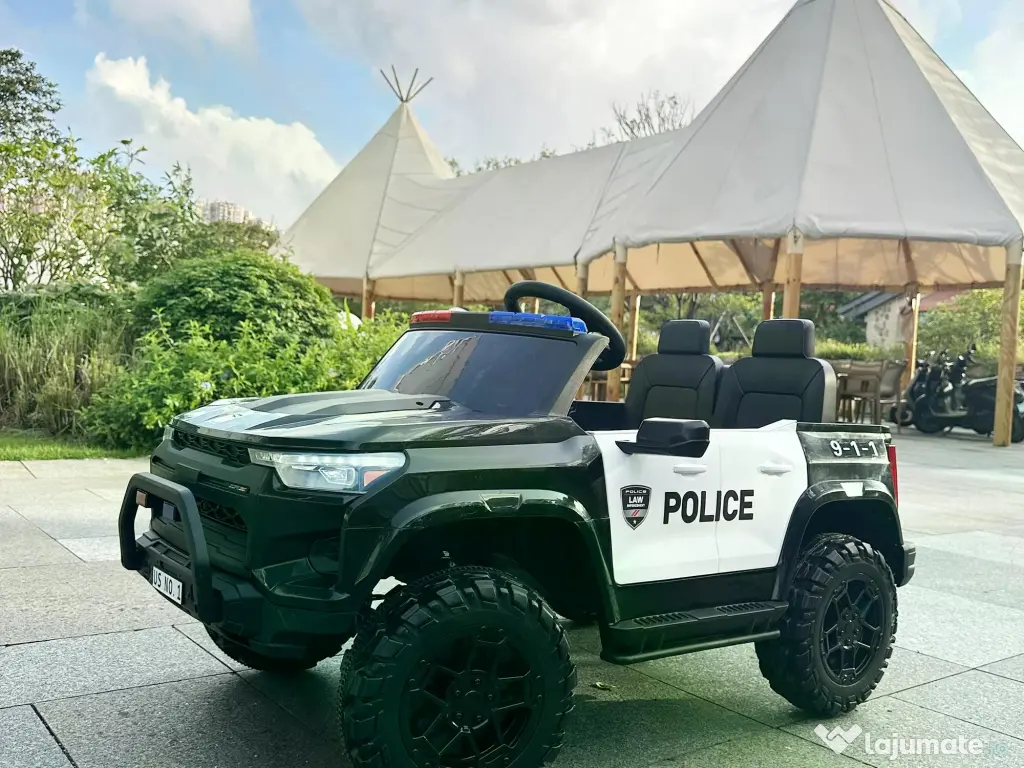 Masinuta electrica pt 2 copii Kinderauto Police Patrol 4x200w, 24V Black 