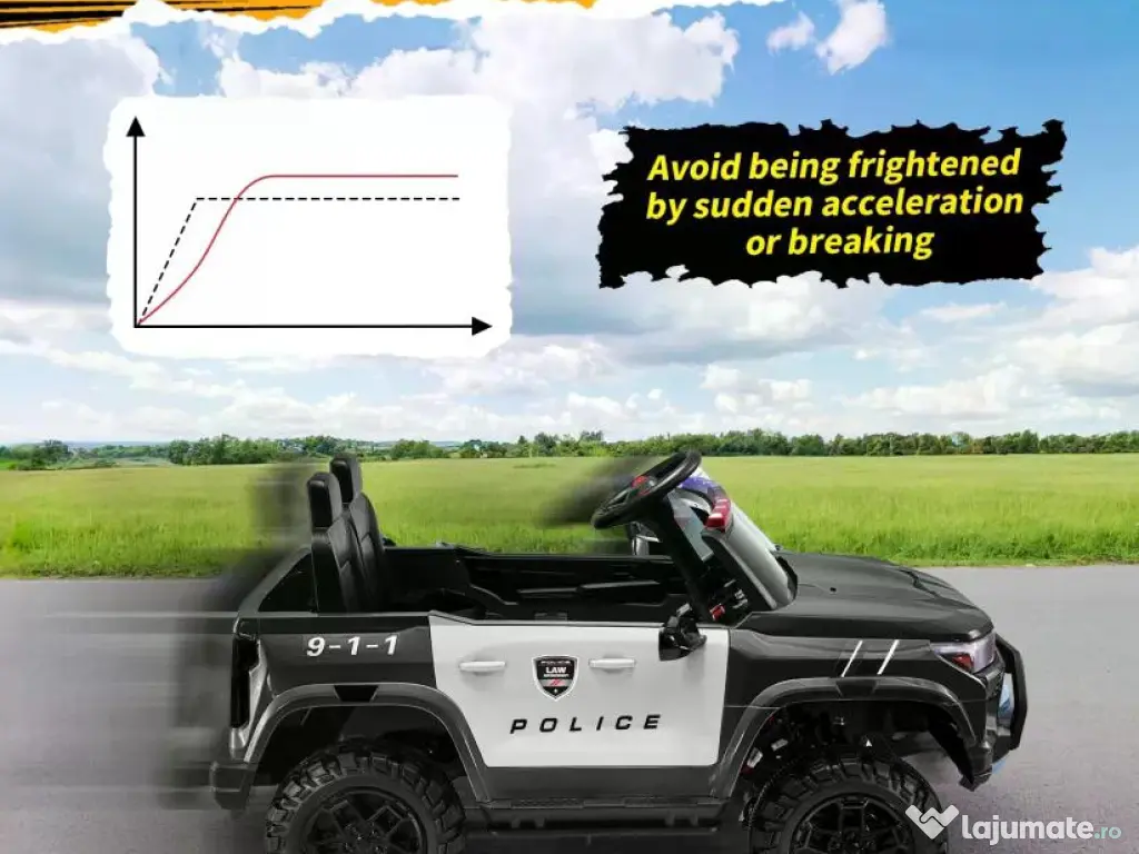 Masinuta electrica pt 2 copii Kinderauto Police Patrol 4x200w, 24V Black 
