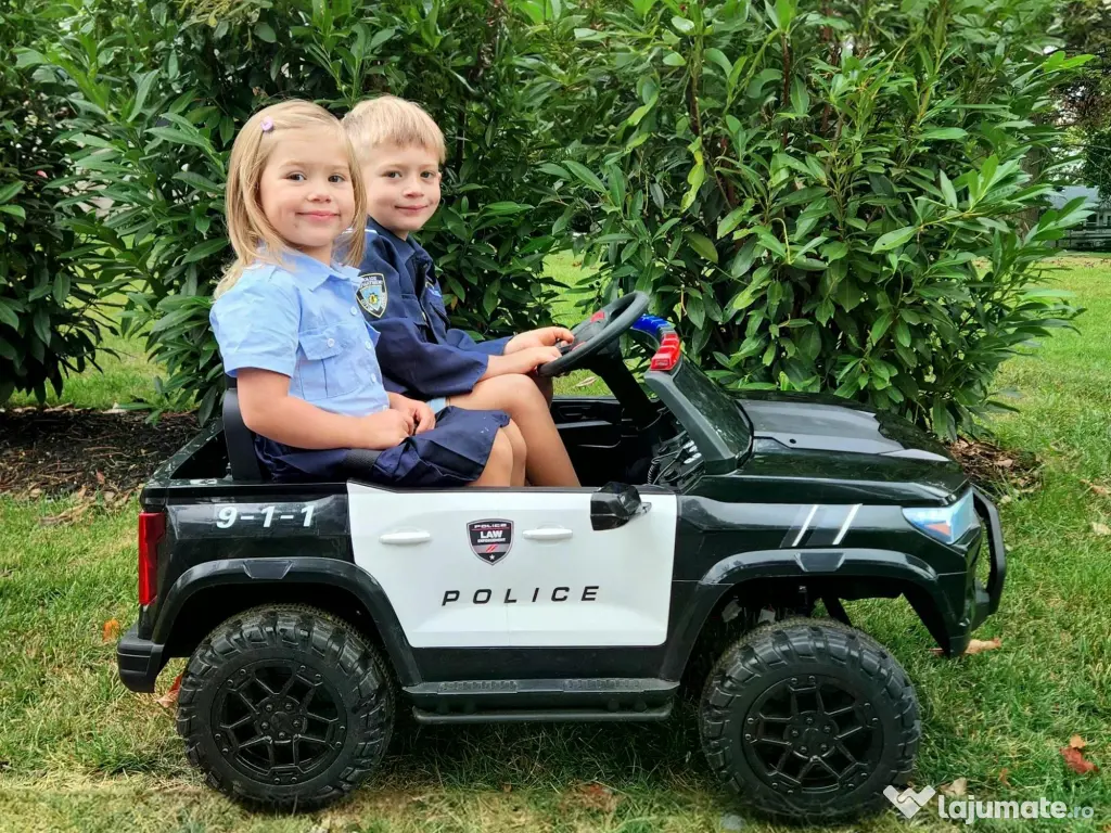 Masinuta electrica pt 2 copii Kinderauto Police Patrol 4x200w, 24V Black 