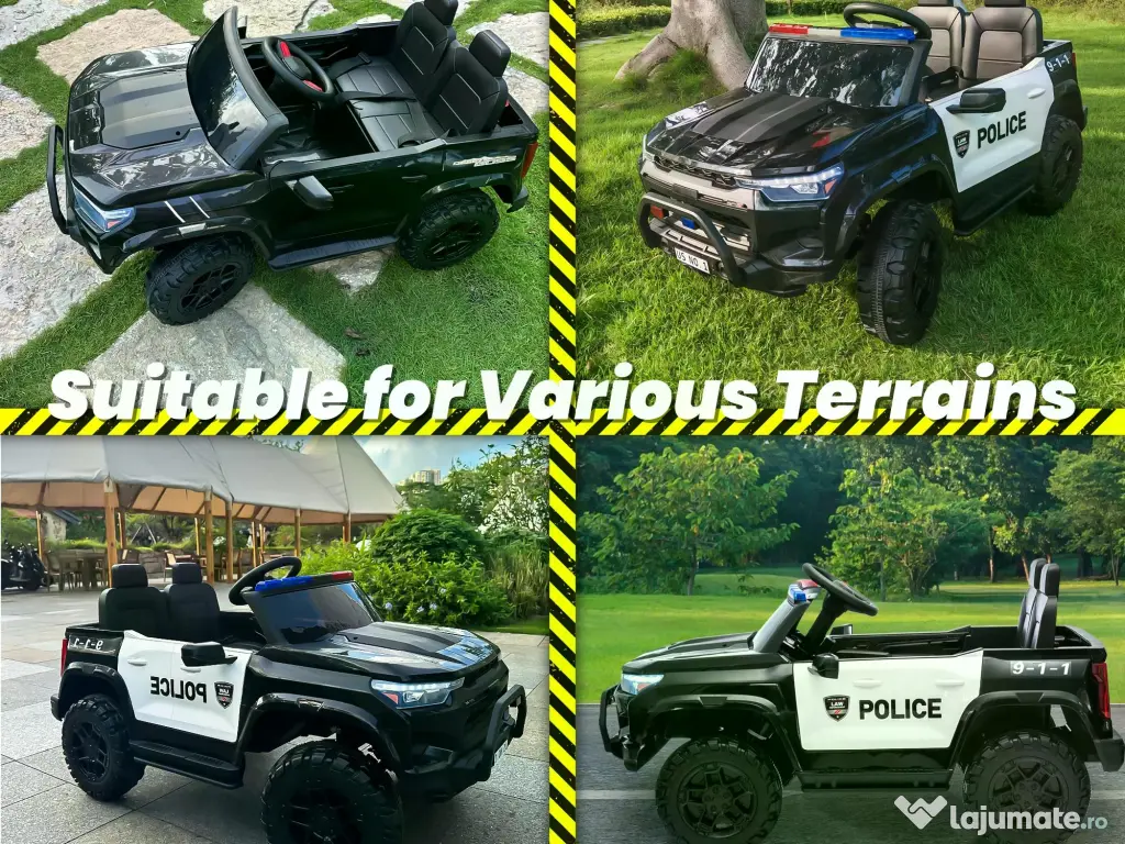 Masinuta electrica pt 2 copii Kinderauto Police Patrol 4x200w, 24V Black 