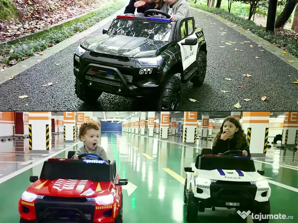 Masinuta electrica pt 2 copii Kinderauto Police Patrol 4x200w, 24V Black 