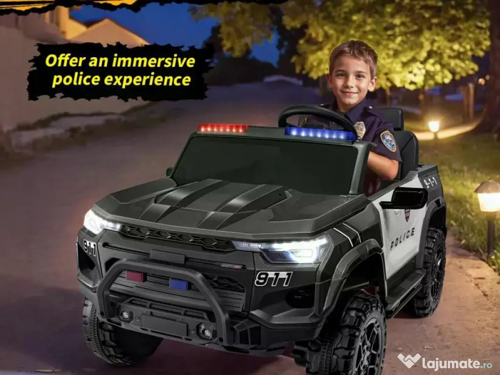 Masinuta electrica pt 2 copii Kinderauto Police Patrol 4x200w, 24V Black 