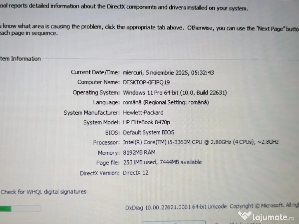 HP elitebook 8470p i5-3360 3.8GHz, Ram 8GB, SSD 256GB 