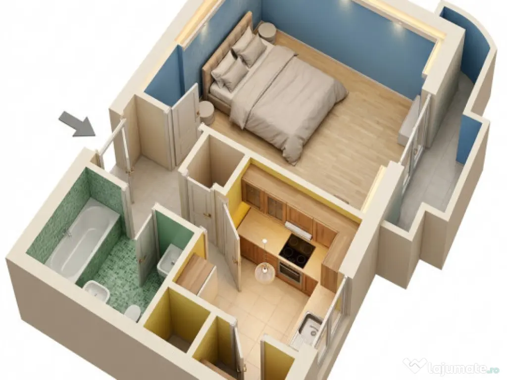 Garsonieră 37 mp la 3 minute de metrou Emil Botta — 97... 