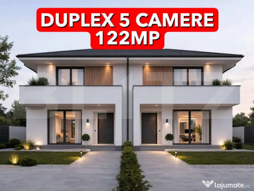 Duplex 5 camere 122mp utili, 350mp teren Mosnita Noua 