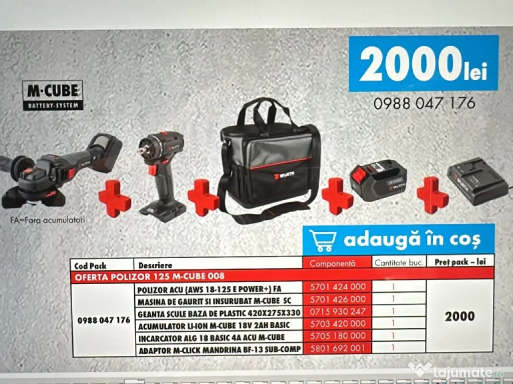 pachet M cube polizor mașină găurit  geanta etc