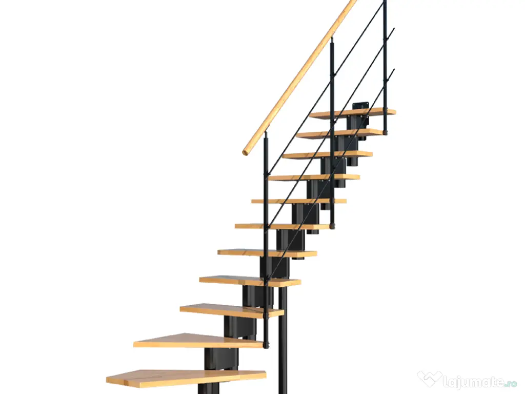 Scara London - trepte suspendate fag + structura metalica 
